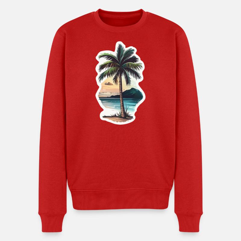 Palme - Männer Premium Bio Pullover - Rot