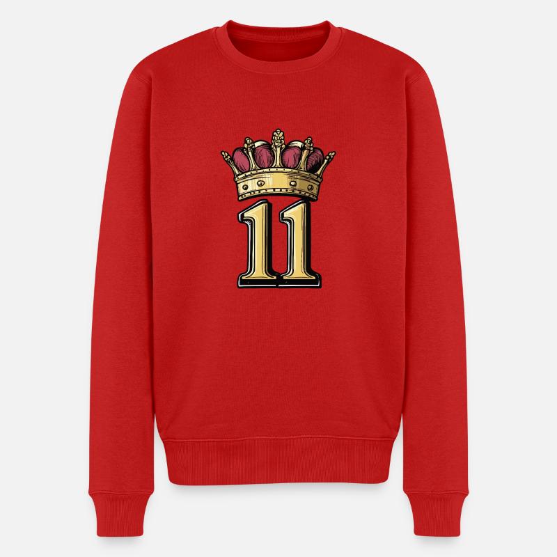 11 Zahl Krone - Männer Premium Bio Pullover - Rot