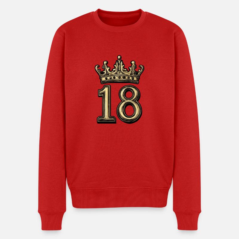 18 Zahl Krone - Männer Premium Bio Pullover - Rot