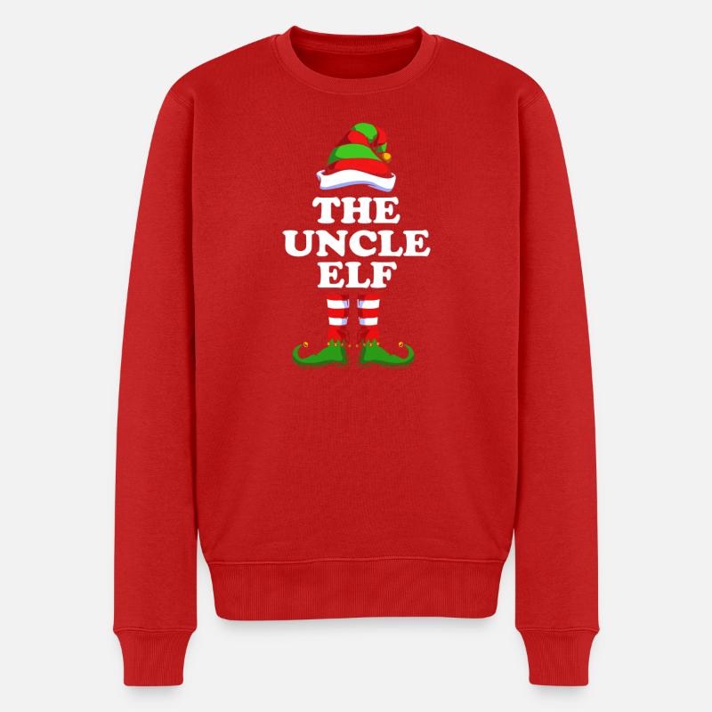 Onkel Elfe Elf Weihnachtsgeschenk - Männer Premium Bio Pullover - Rot