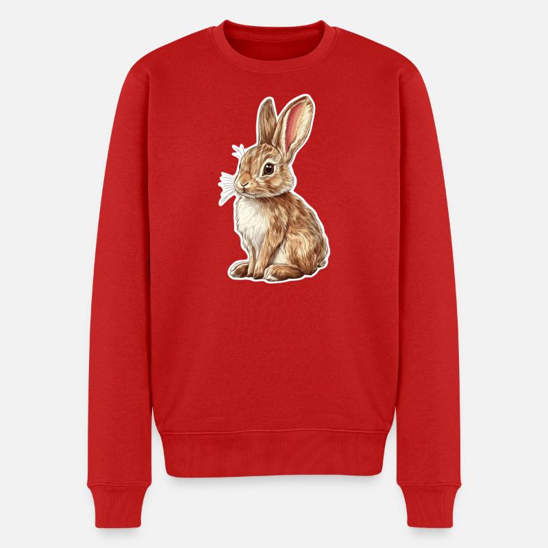Hase - Männer Premium Bio Pullover - Rot