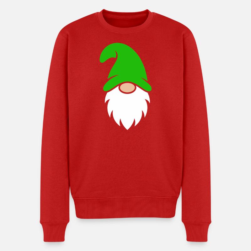 Hellgrüner Hut Weihnachtszwerg - Männer Premium Bio Pullover - Rot
