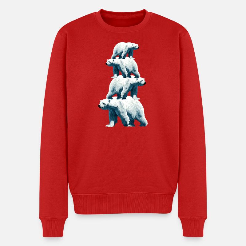 Polar Bär Familie Eisbären - Männer Premium Bio Pullover - Rot