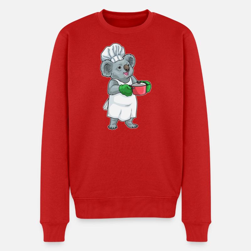 Koala Koch Kochtopf Kochen - Männer Premium Bio Pullover - Rot