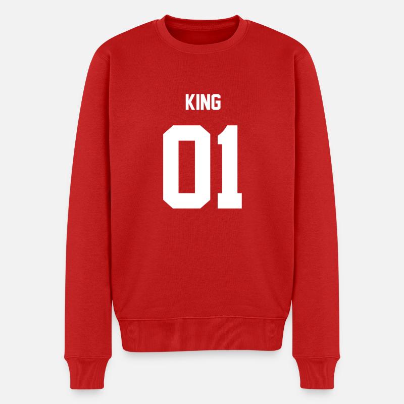 King Weiß - Männer Premium Bio Pullover - Rot