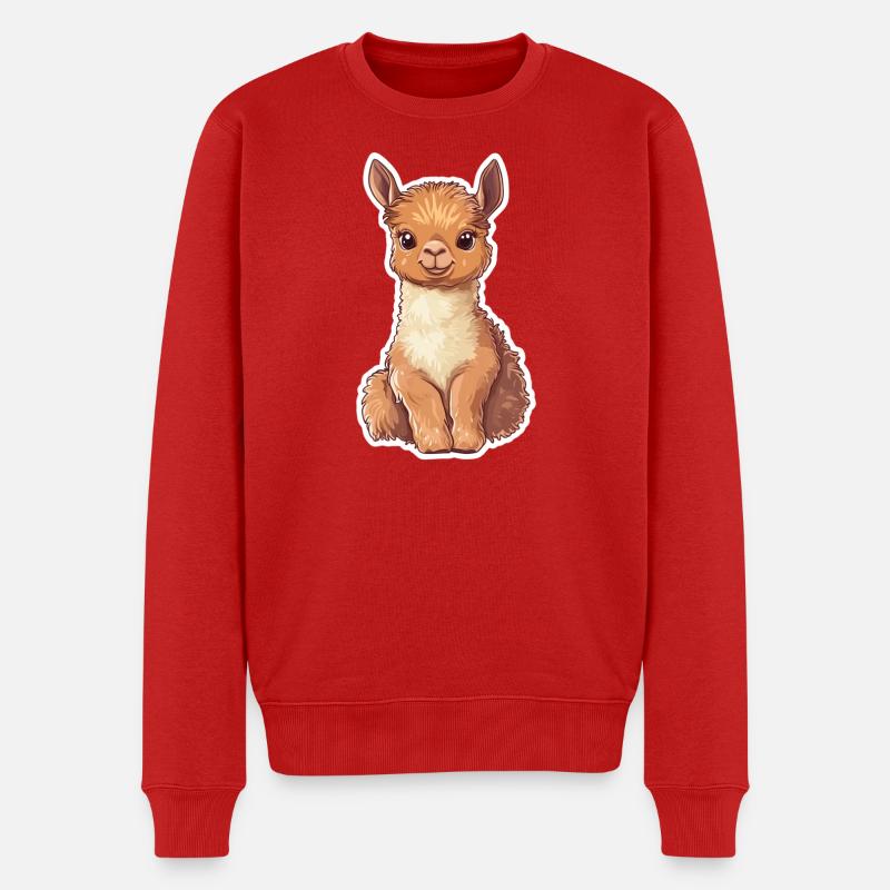 Lama Alpaka Llama Tier Geschenk - Männer Premium Bio Pullover - Rot
