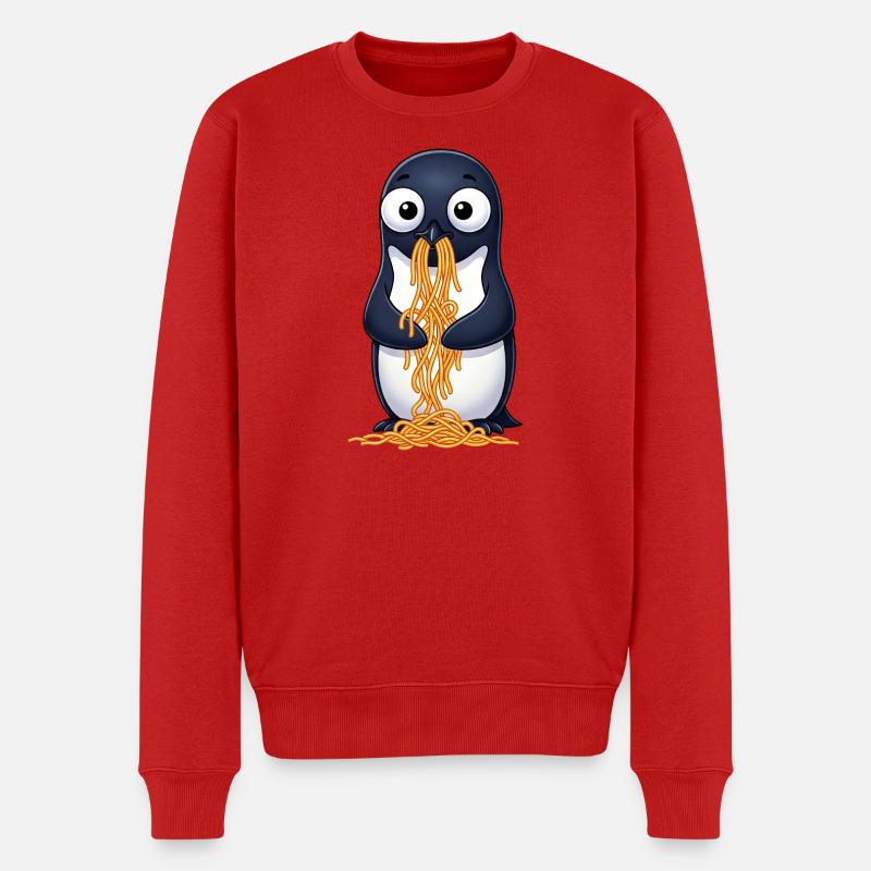 Mignon pingouin spaghetti maladroit dessin animé - Pull Premium bio Homme - rouge