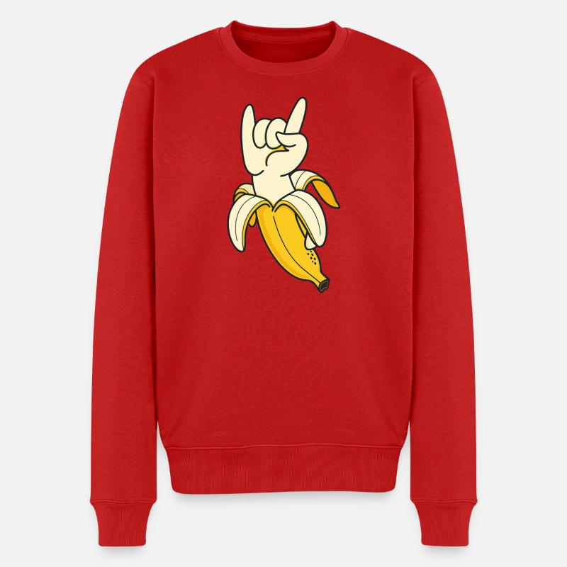 Banana Hand Gesture Illustration - Männer Premium Bio Pullover - Rot