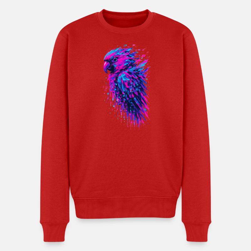 Papagei-Glitch-Kunst Cyber-Vibration - Männer Premium Bio Pullover - Rot