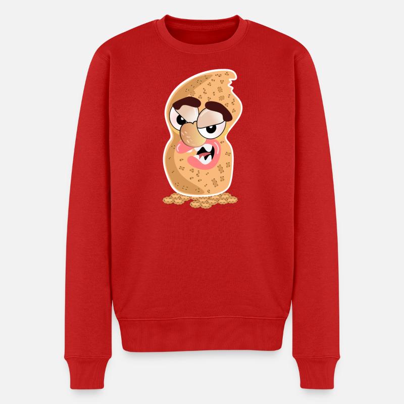 Erdnuss-Karikatur - Männer Premium Bio Pullover - Rot