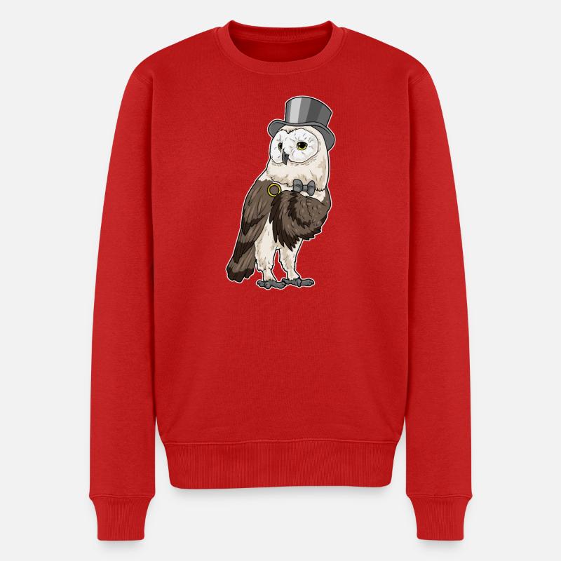 Eule Bräutigam Ehering Hochzeit - Männer Premium Bio Pullover - Rot