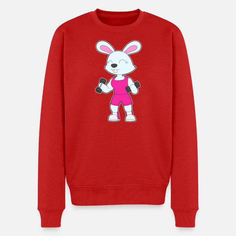 Culturisme Bunny Bodybuilder Haltères - Pull Premium bio Homme - rouge