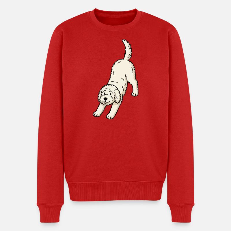 Doodle Dog Yoga-Pose - Männer Premium Bio Pullover - Rot