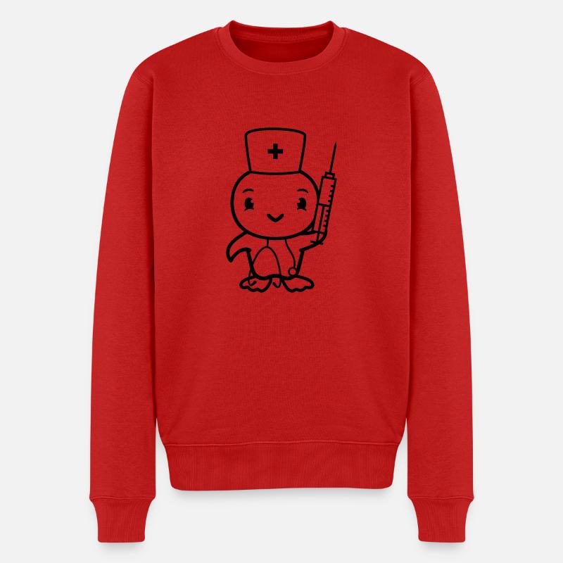 Ente Krankenschwester Küken Vogel Spritze spritzen - Männer Premium Bio Pullover - Rot