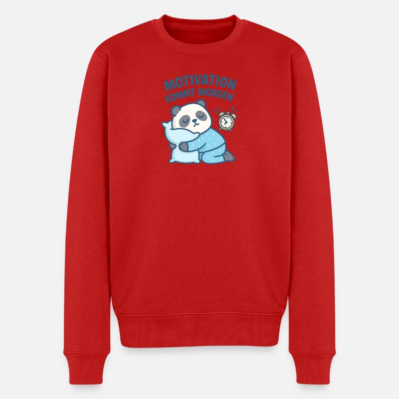 Kuschelpanda mit Motivationsspruch - Männer Premium Bio Pullover - Rot