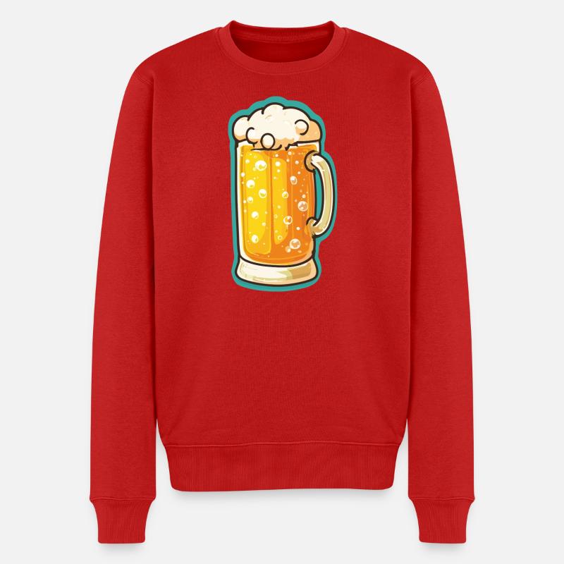 Bier Glas Bierkrug Symbol - Männer Premium Bio Pullover - Rot
