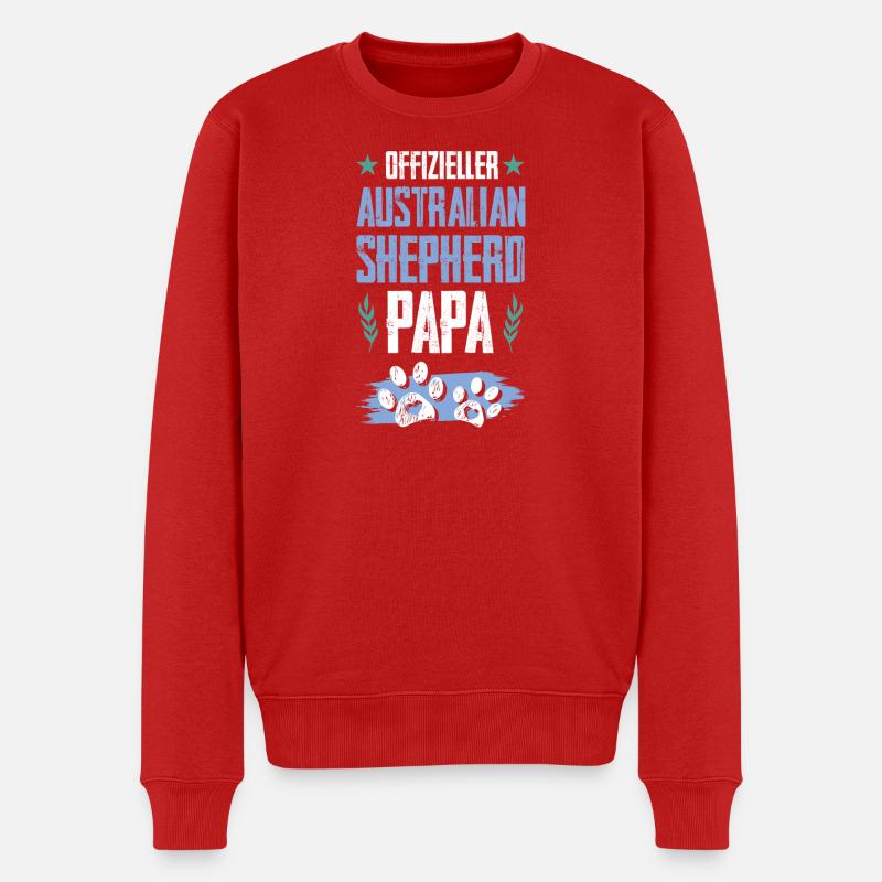 australischer shäferhund hunde papa - Männer Premium Bio Pullover - Rot