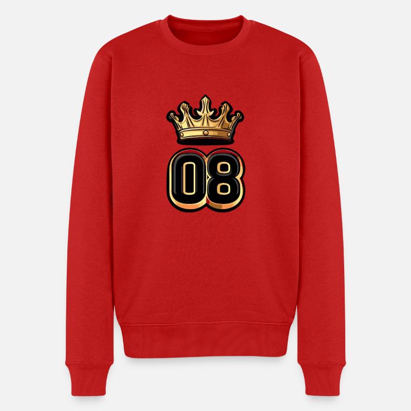 8 Zahl Krone - Männer Premium Bio Pullover - Rot