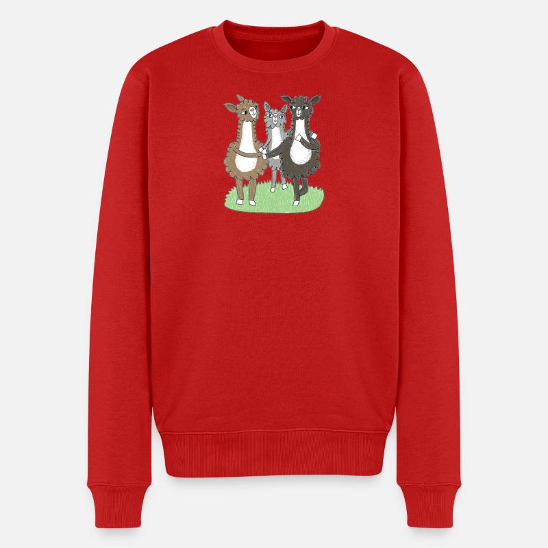 Drei Lama Freunde - Männer Premium Bio Pullover - Rot