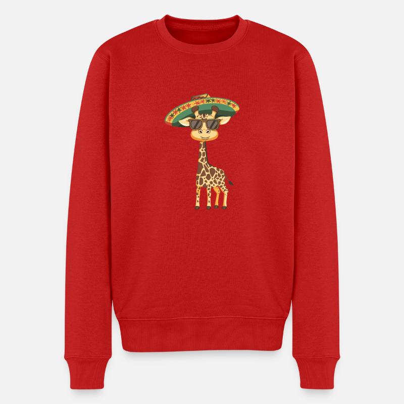 Giraffe Lustig Sombrero - Männer Premium Bio Pullover - Rot