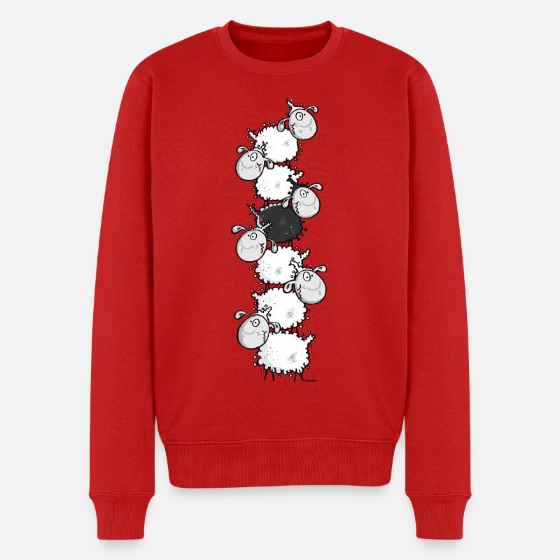 Wolliger Schafhaufen - Schaf - Männer Premium Bio Pullover - Rot