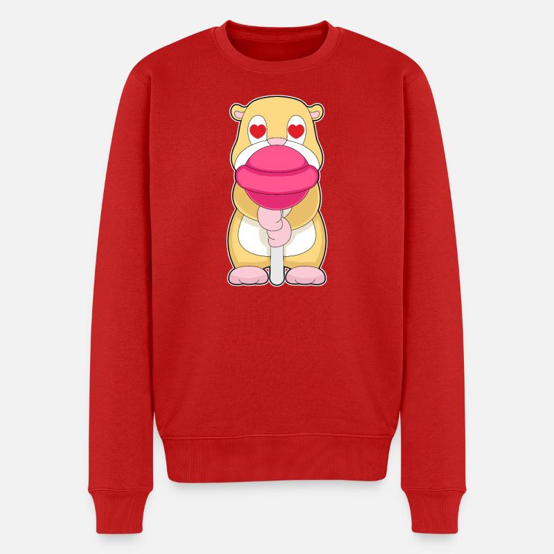Hamster Lutscher - Männer Premium Bio Pullover - Rot