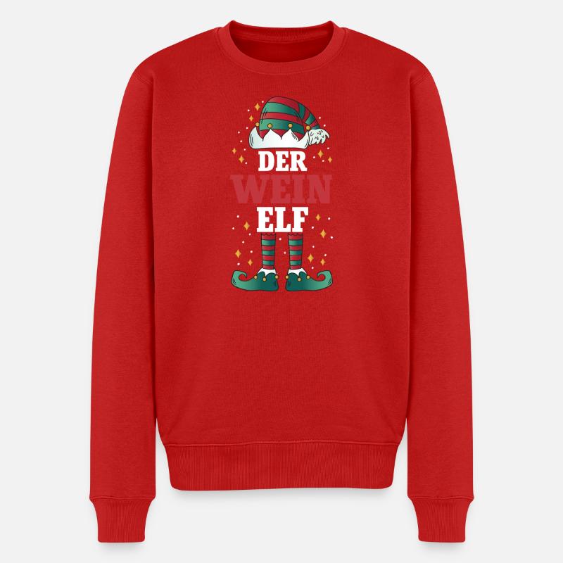 Weihnachten Der Wein Elf - Männer Premium Bio Pullover - Rot