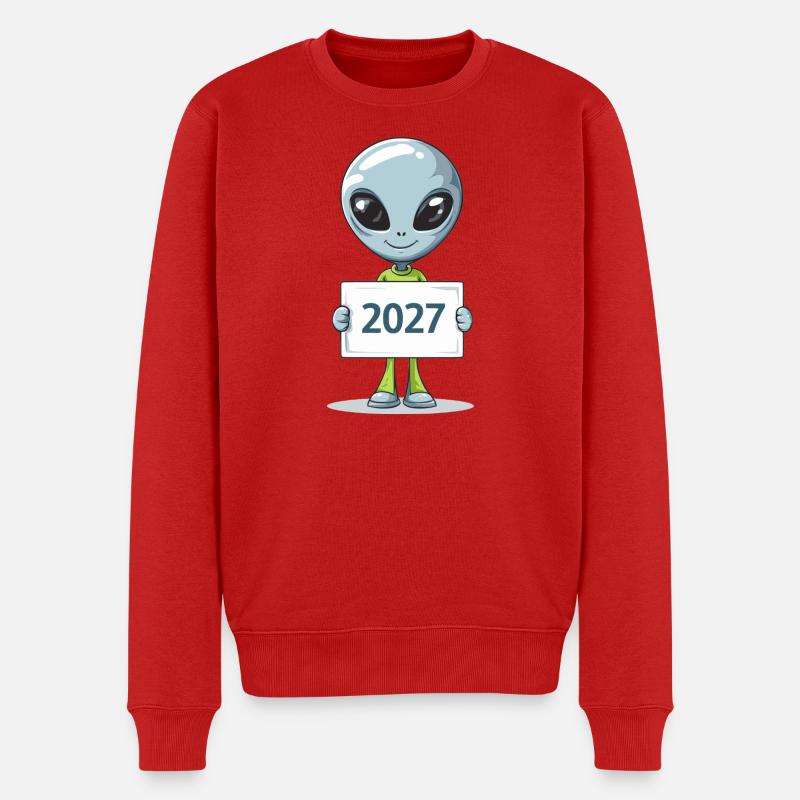 kleines blaues Alien - Männer Premium Bio Pullover - Rot