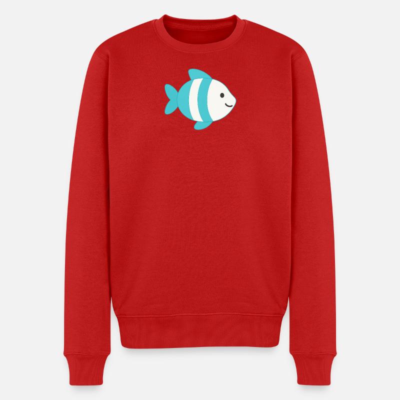 Fisch gestreift - Männer Premium Bio Pullover - Rot
