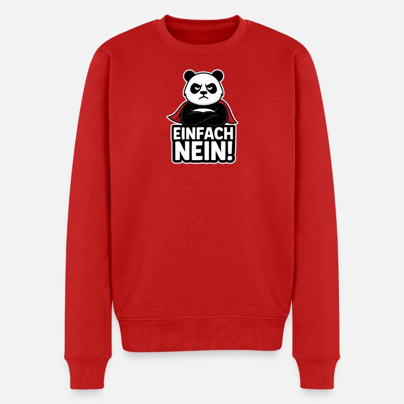 Panda Superheld: Einfach Nein - Männer Premium Bio Pullover - Rot