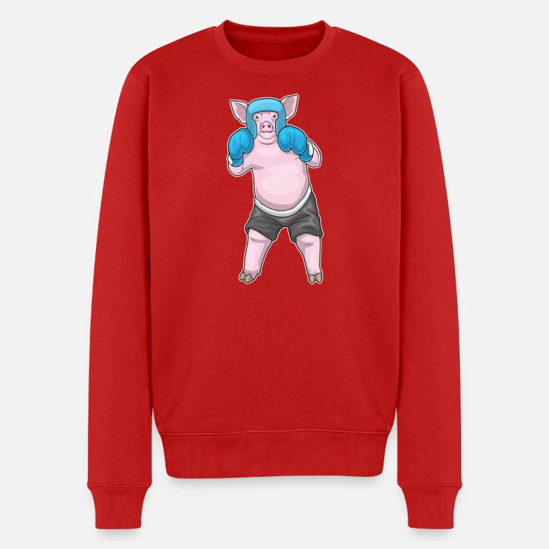 Schwein Boxer Boxhandschuhe Boxen - Männer Premium Bio Pullover - Rot