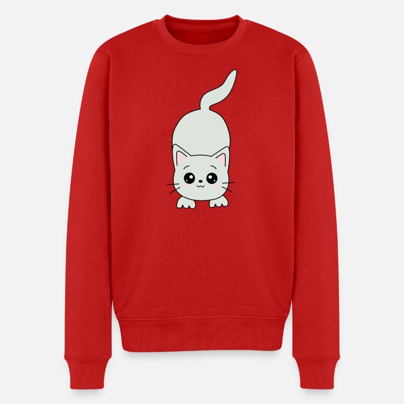 Kawaii Katze - Männer Premium Bio Pullover - Rot