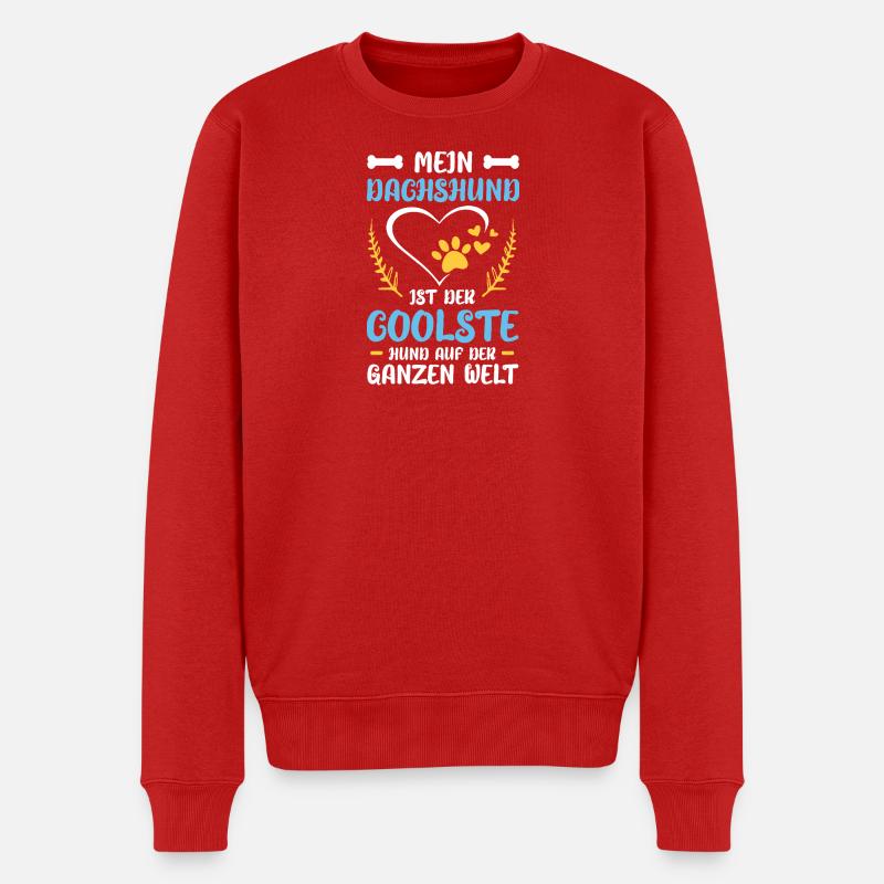 Mein Dackelherz: Der coolste Hund - Männer Premium Bio Pullover - Rot