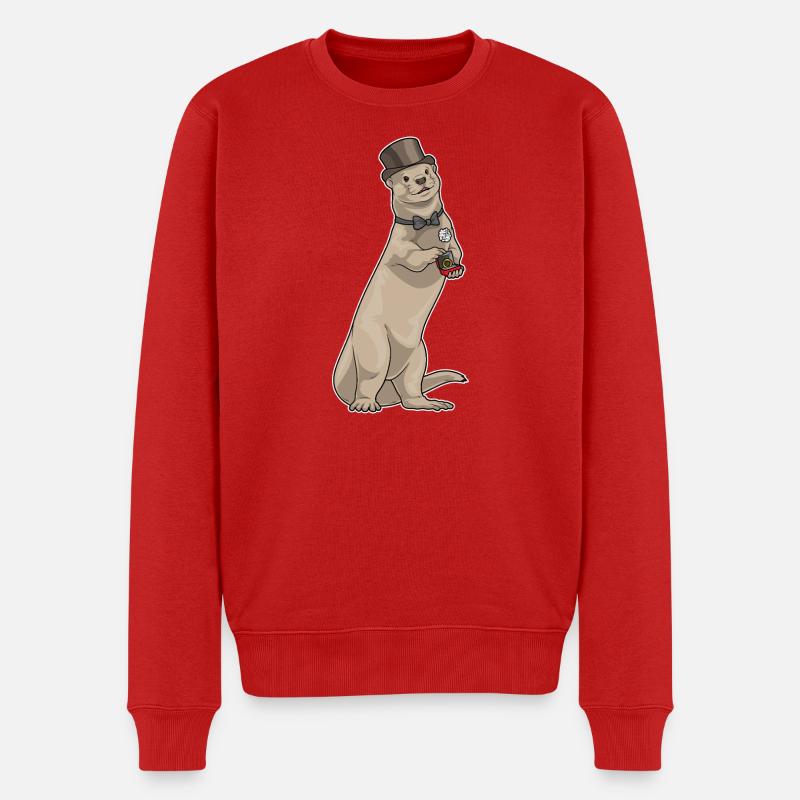Otter Bräutigam Ehering Hochzeit - Männer Premium Bio Pullover - Rot