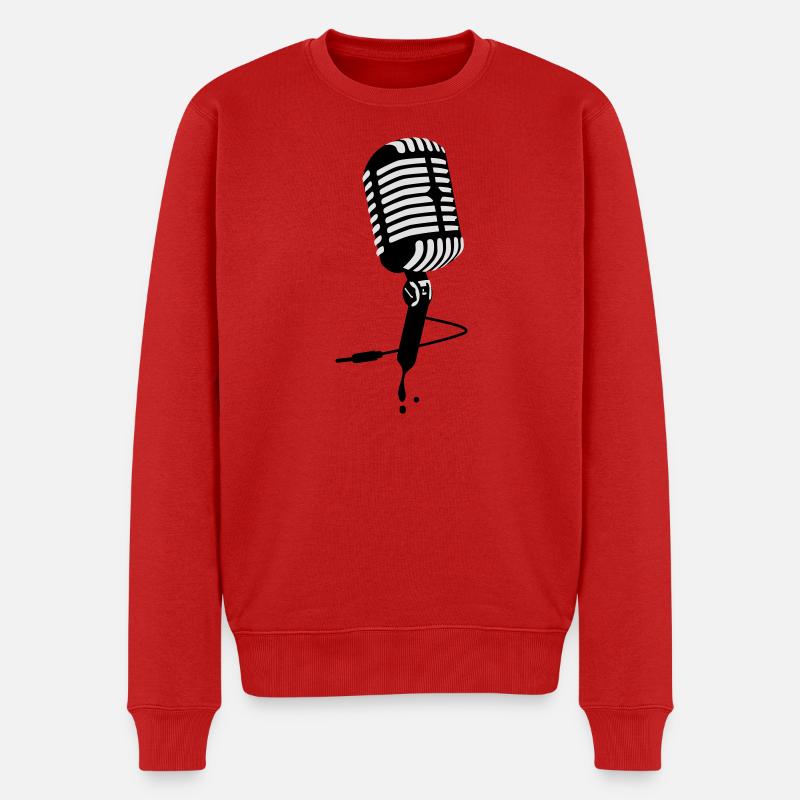 Mikrofon microphone - Männer Premium Bio Pullover - Rot