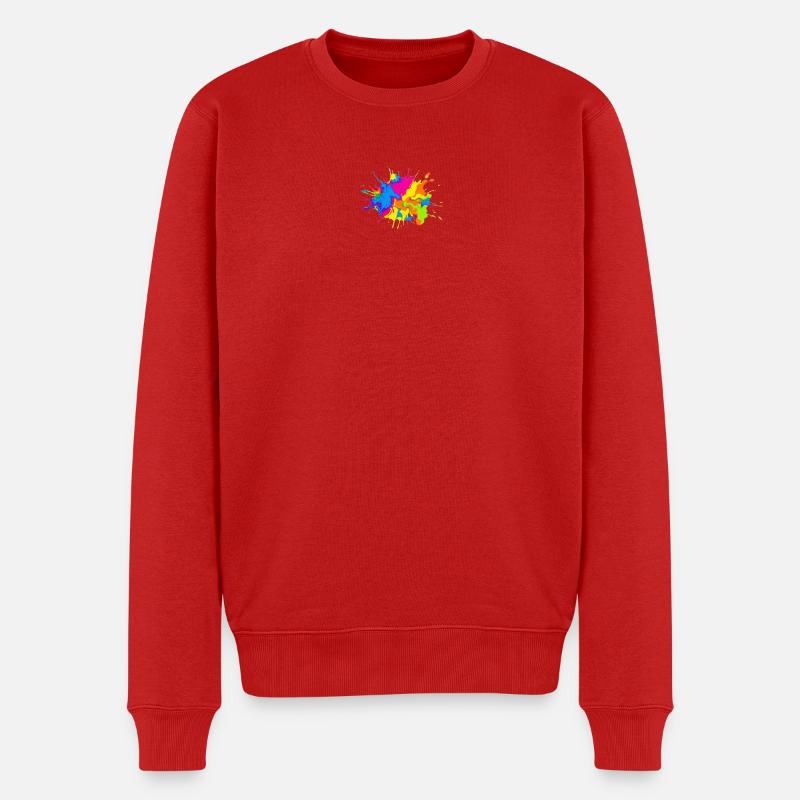 Regenbogenfarbe-Spritzexplosion - Männer Premium Bio Pullover - Rot