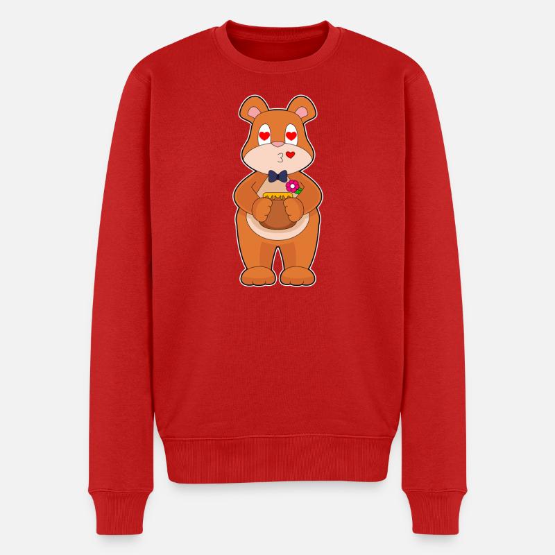 Bär Bräutigam Fliege Hochzeit - Männer Premium Bio Pullover - Rot