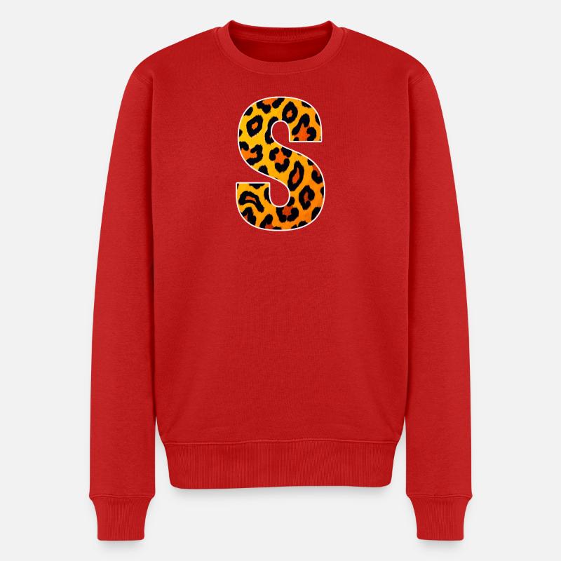 Lettre S à imprimé léopard - Pull Premium bio Homme - rouge