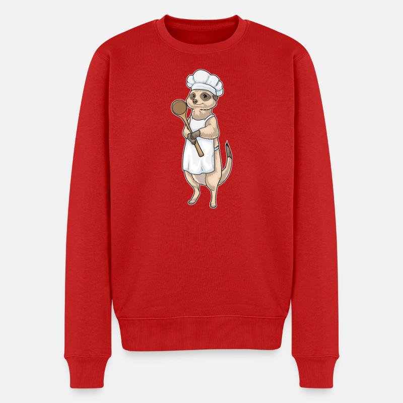 Erdmännchen Koch Kochlöffel Kochen - Männer Premium Bio Pullover - Rot
