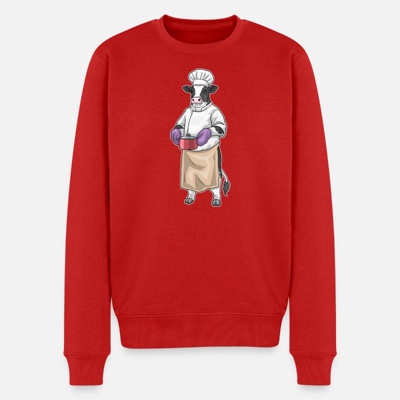 Cow Cook Marmite Cuisson - Pull Premium bio Homme - rouge