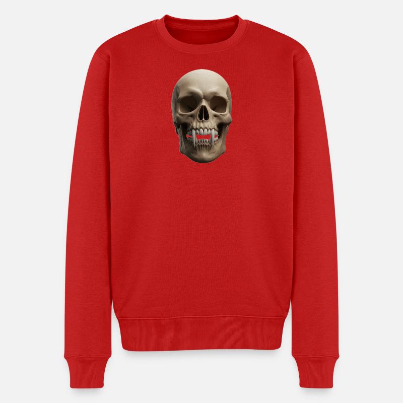 Schädel mit Vampirfängen - Pull Premium bio Homme - rouge