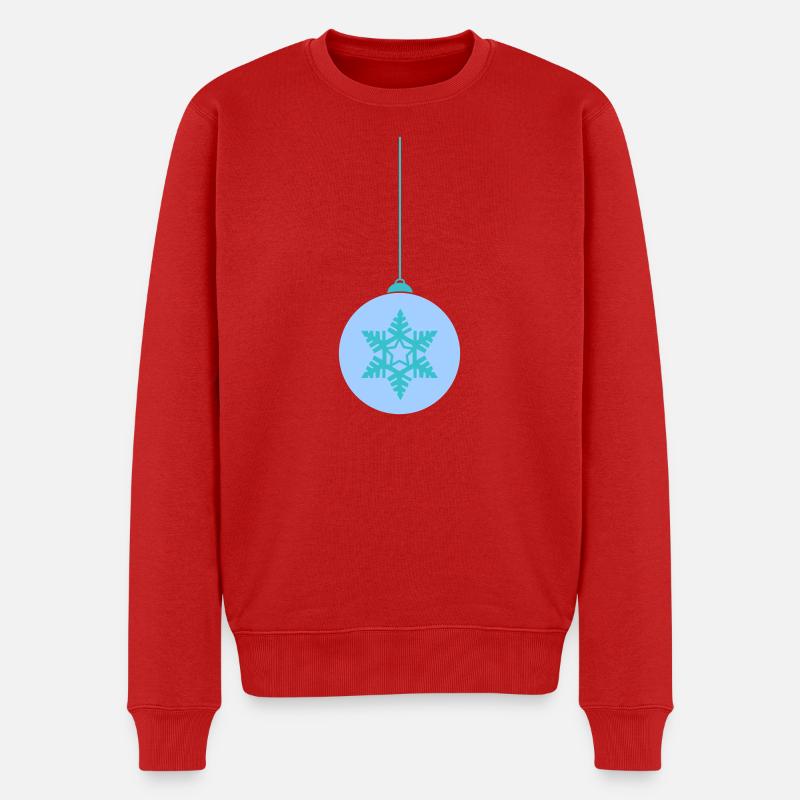 Weihnachtskugel Schneeflocken Blau Ornament - Männer Premium Bio Pullover - Rot