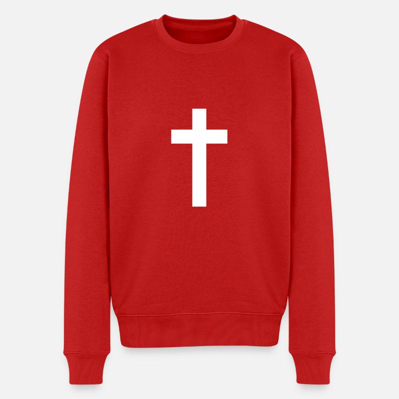 Croix (blanc) - Pull Premium bio Homme - rouge
