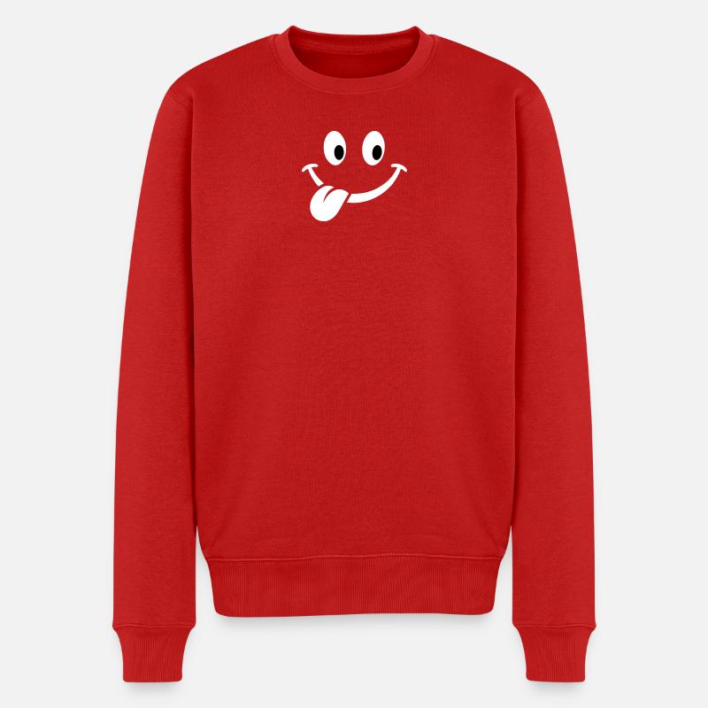 Smile weiss - Männer Premium Bio Pullover - Rot