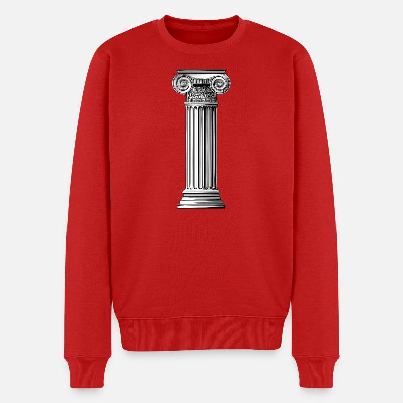 Griechische Ionensäule – Minimalistische antike Kunst - Männer Premium Bio Pullover - Rot