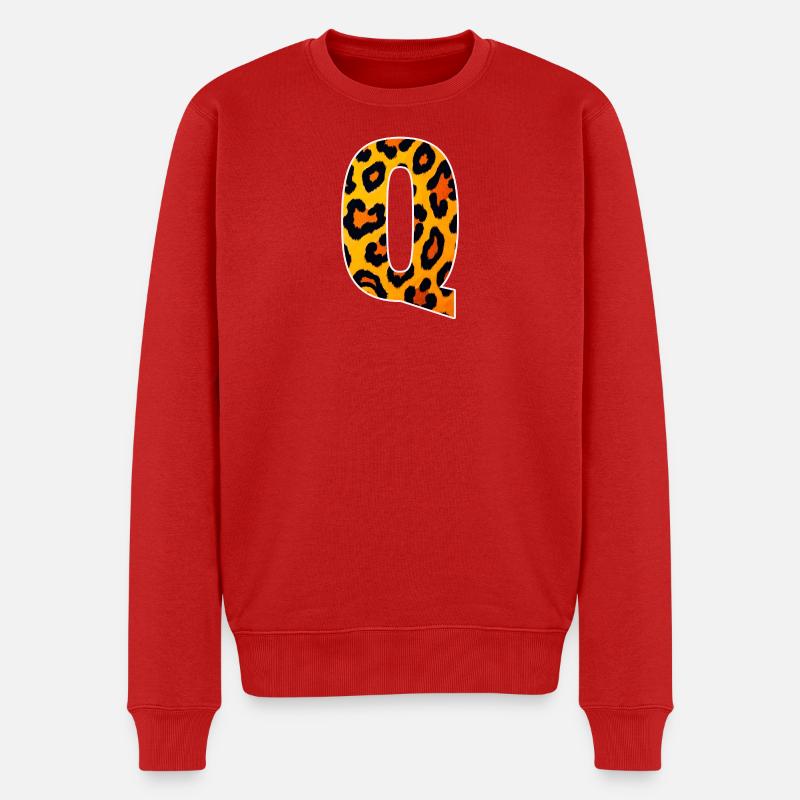Leopard_Buchstabenmuster_ _Q - Pull Premium bio Homme - rouge