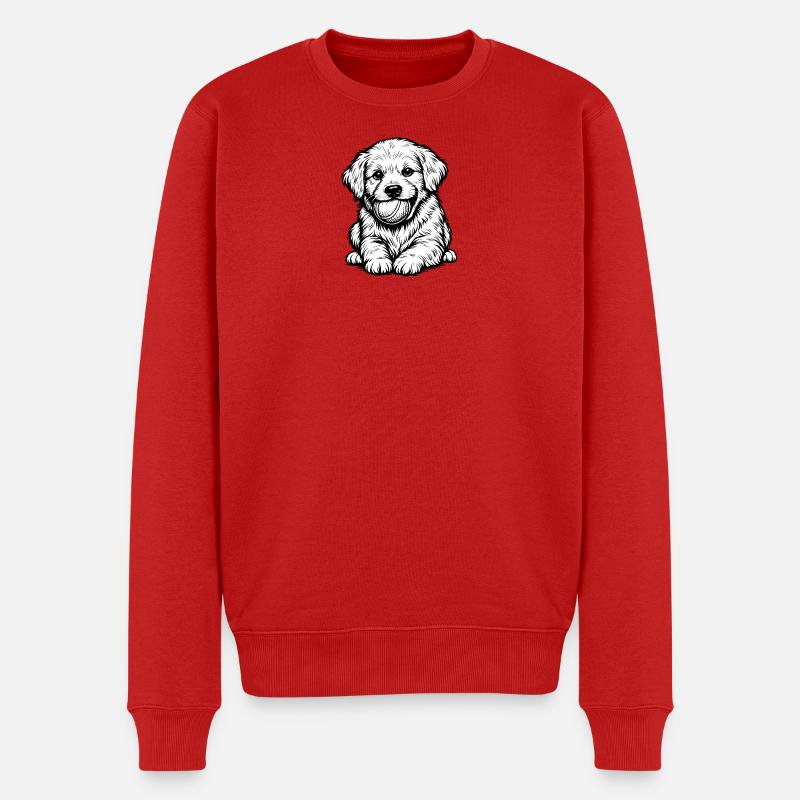 Welpenporträt-Tintenlinie - Männer Premium Bio Pullover - Rot