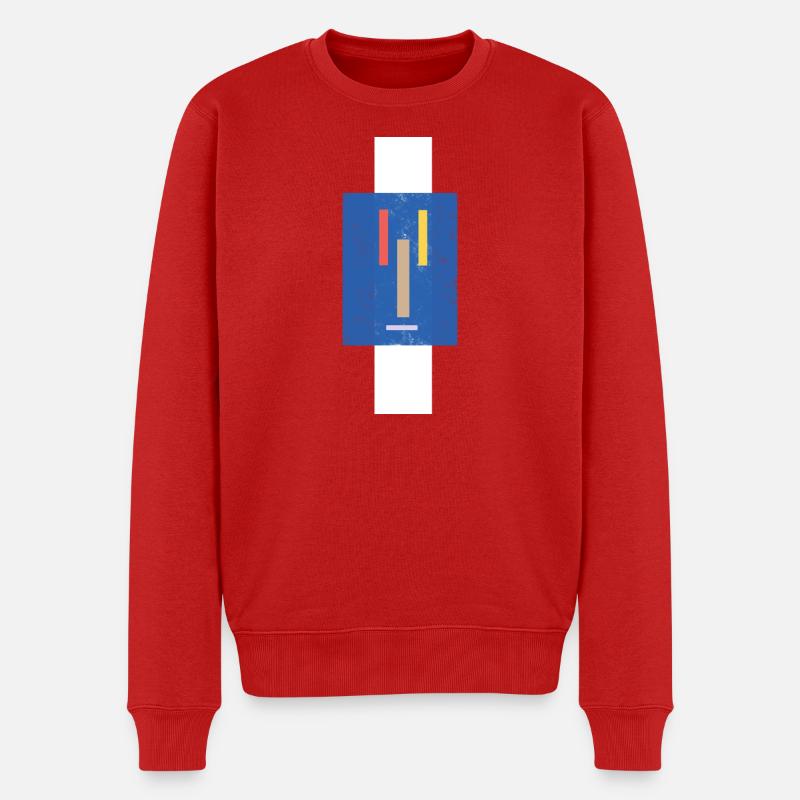 Abstrakte Farbblöcke auf Blaugrund - Männer Premium Bio Pullover - Rot