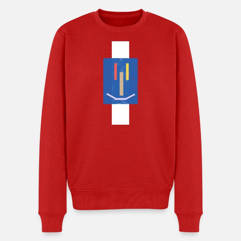 Visage rieur abstrait sur bleu - Pull Premium bio Homme - rouge
