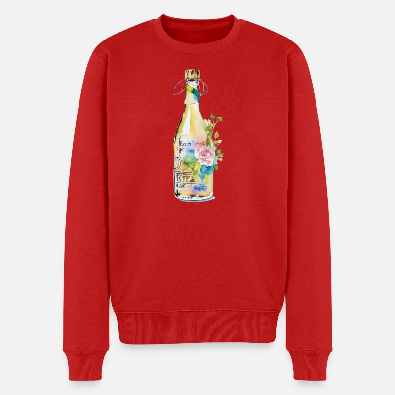 Flasche - Männer Premium Bio Pullover - Rot